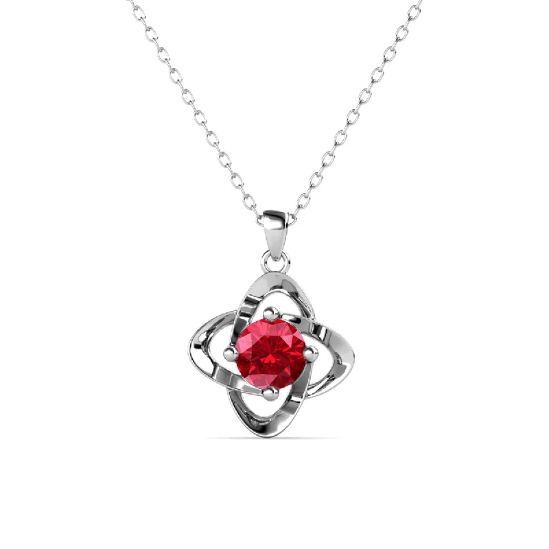 Fashionable Layered Necklace-Infinity July Birthstone Ruby Necklace 18k White Gold Plated Silver Birthstone Necklace with Swarovski Crystal