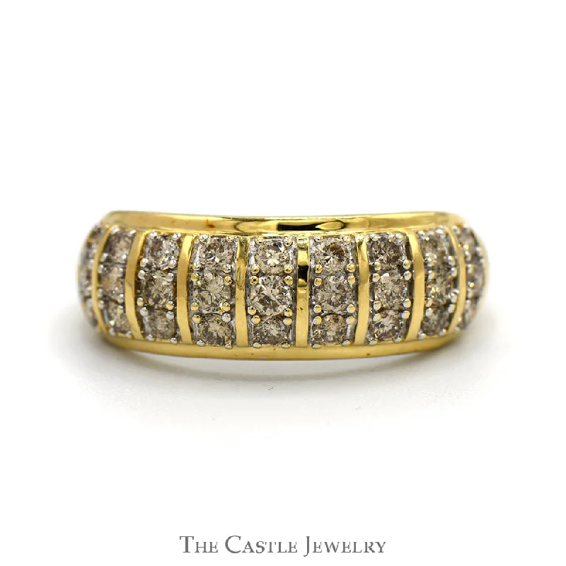 Gorgeous Wedding Ring Set-Multi-Column 1cttw Diamond Cluster Band in 10k Yellow Gold