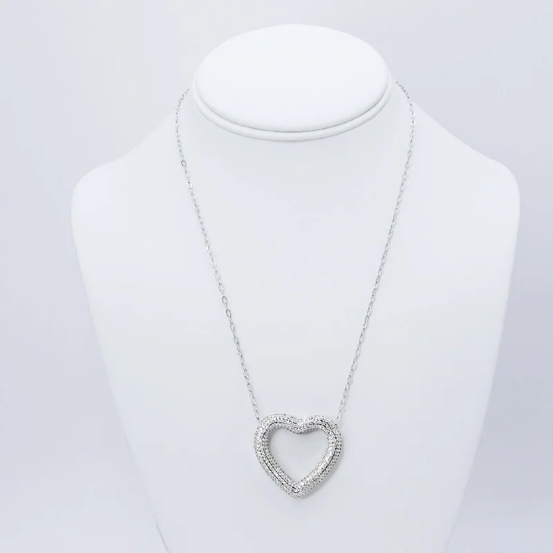 Elegant Heart Necklace-Heart OutlineSilver Necklace N15