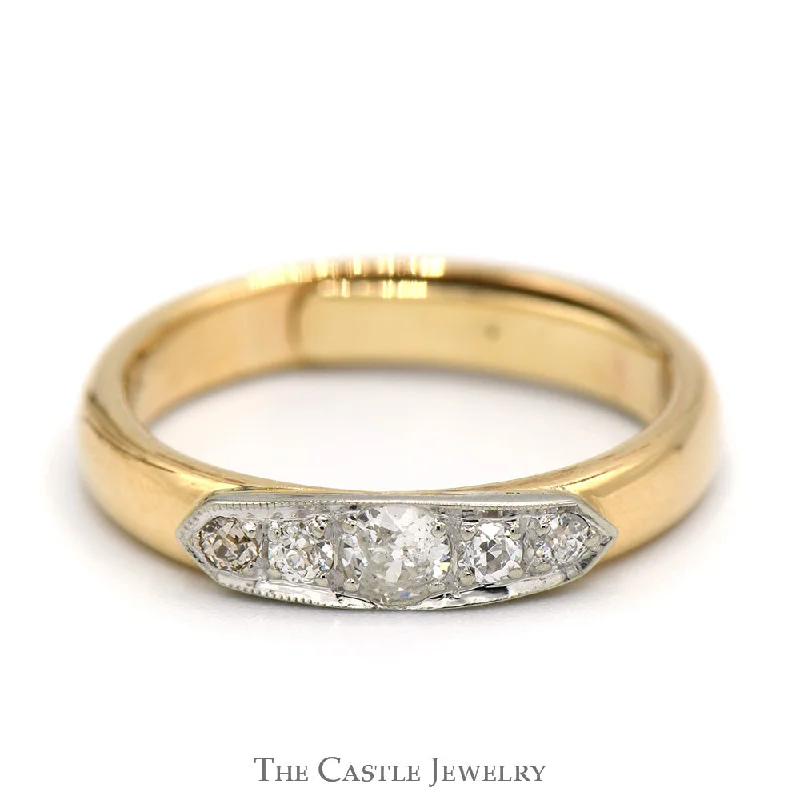 Classic Wedding Band Set-1/2cttw Old European Cut Diamond Band in 18k Yellow Gold