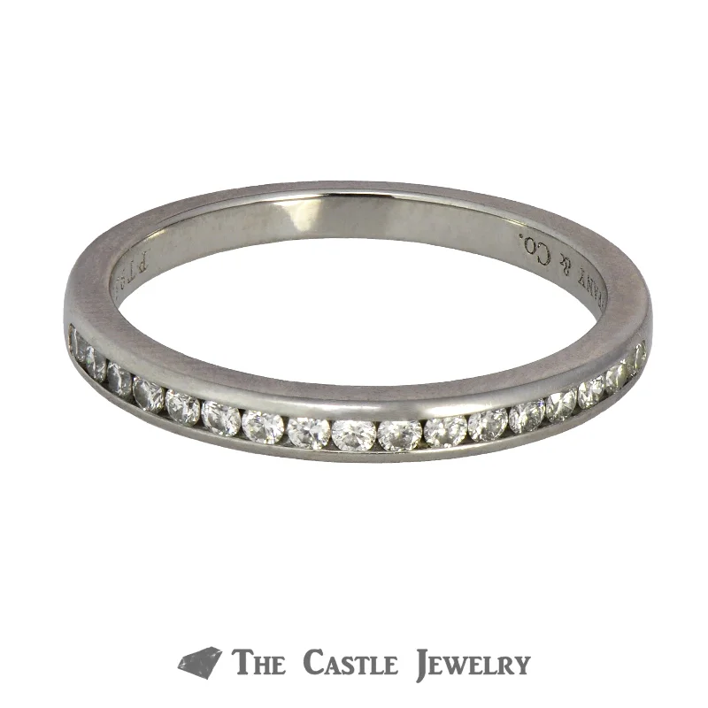 Diamond Ring with Gold Band-Designer Tiffany & Co. .17cttw Diamond Wedding Band in Platinum