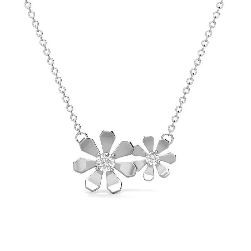 Minimalist Gold Necklace-Daisy 18k White Gold Plated Flower Necklace with Swarovski Crystals