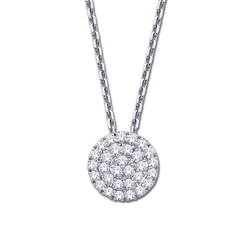 Bridal Necklace with Diamonds-14K White Gold 0.26ct. Diamond Cluster Fashion Necklace