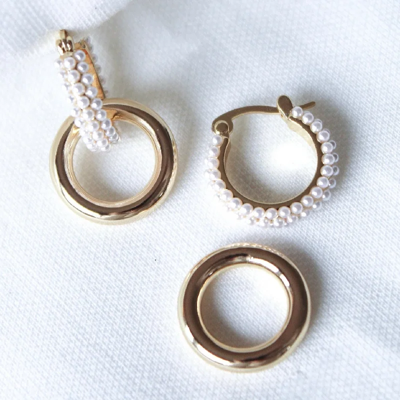 Designer Earrings for Special Occasions-Kinsey Designs | Holland Pearl Convertible Gold Tone Hoop Earrings