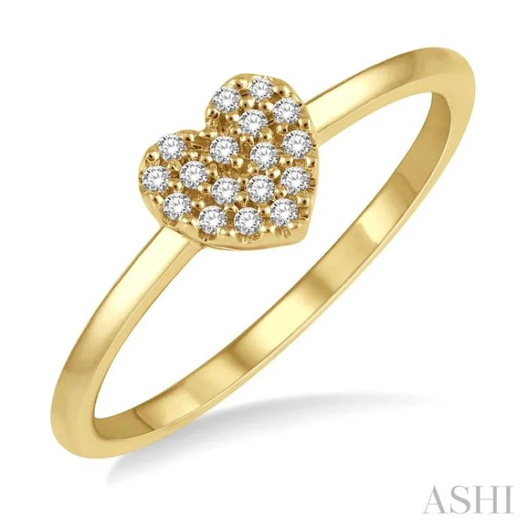 Men's Gold Wedding Ring-1/10 Ctw Heart Charm Round Cut Diamond Petite Fashion Ring in 14K Yellow Gold