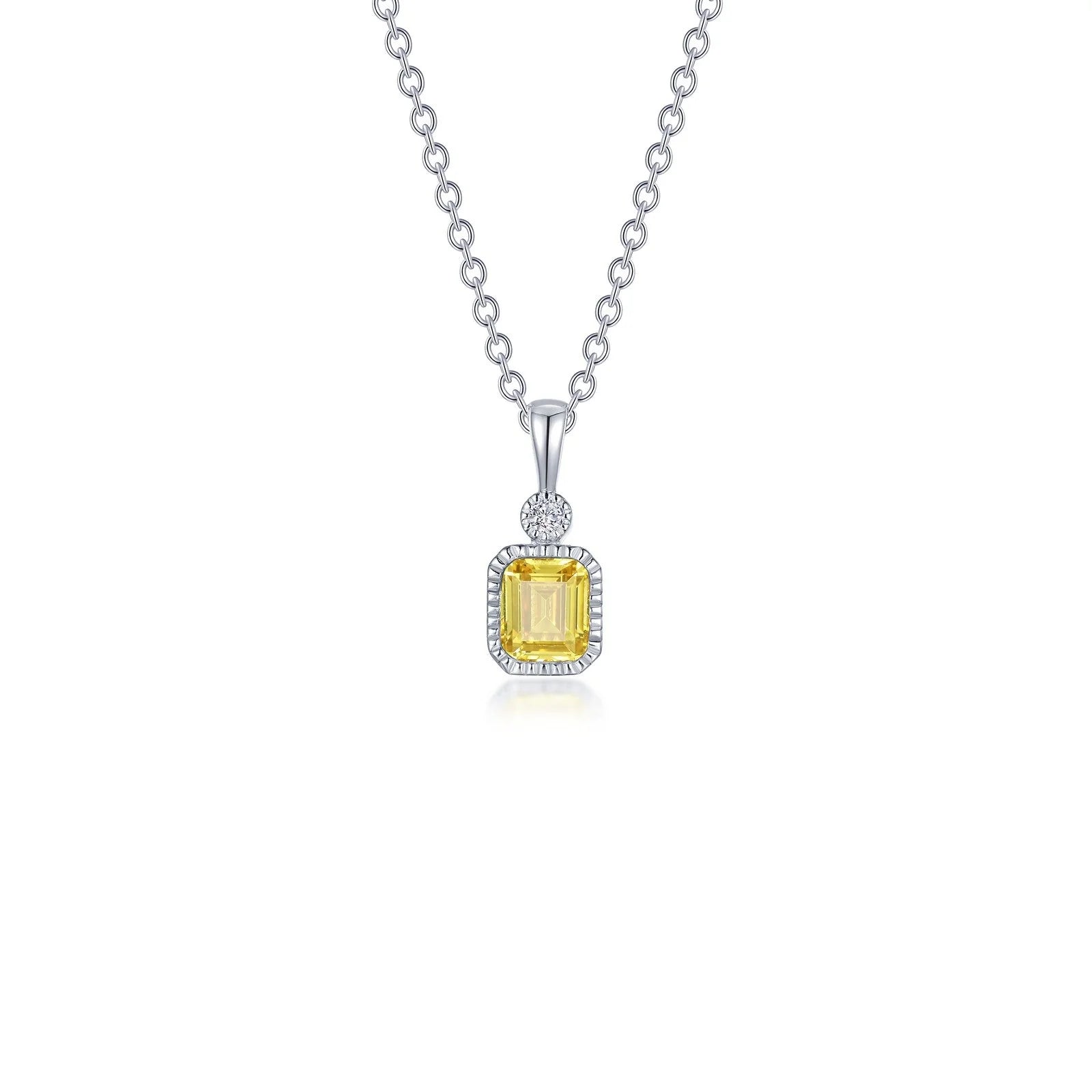 Simple Pendant Necklace-Lafonn Simulated Diamond & Canary Drop Necklace P0314CAP20