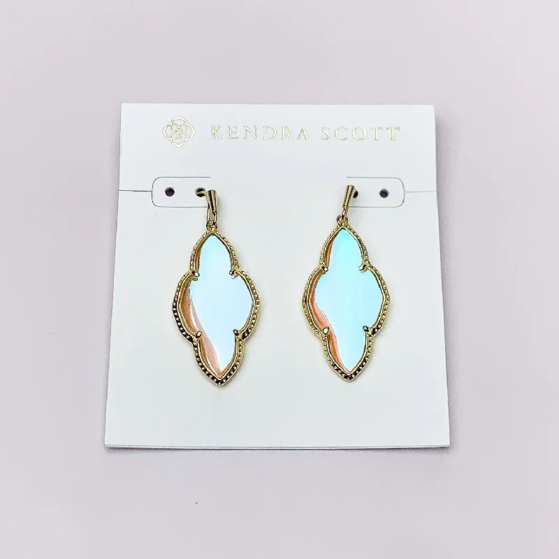 Unique Diamond Earrings-Kendra Scott | Abbie Gold Drop Earrings in Dichroic Glass