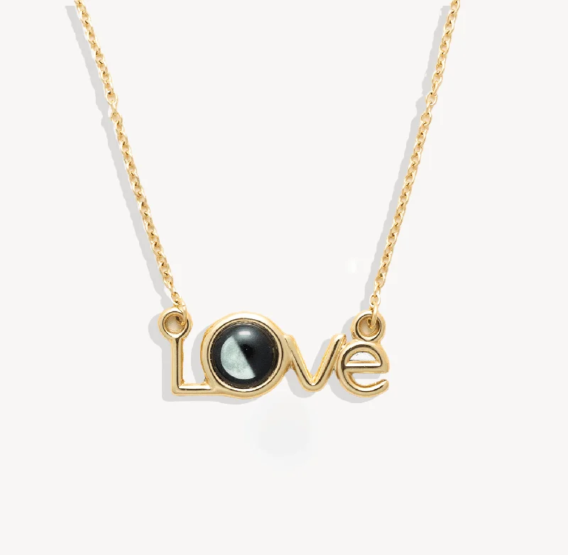 Diamond Heart Necklace-Luna Love Necklace in Gold