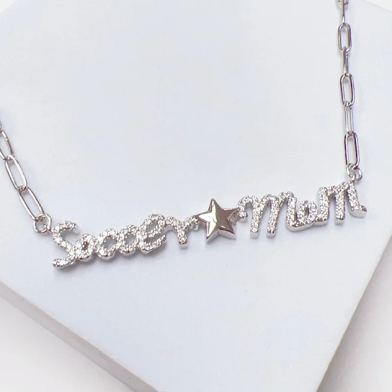 Customizable Wedding Necklace-Soccer Mom Silver Necklace T36