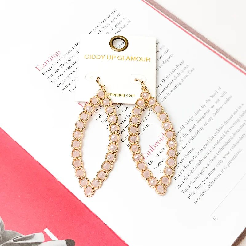 Vintage Gold Earrings-Light Pink Mirage Ellipse Earrings