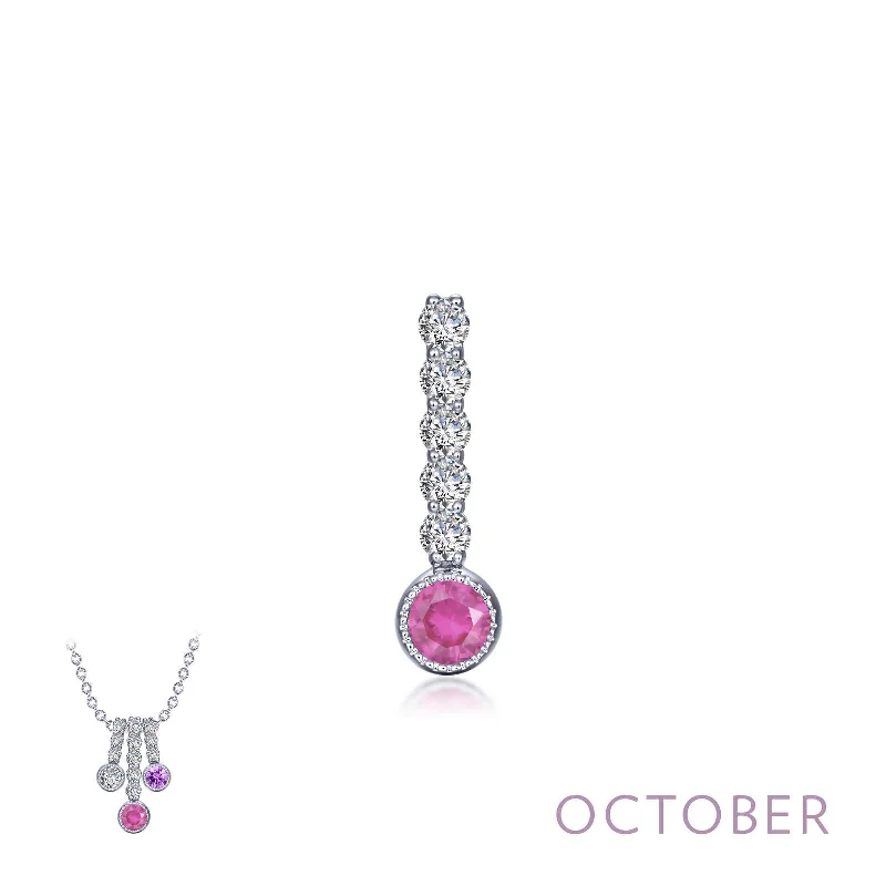 Simple Crystal Necklace-Lafonn October Birthstone Simulated Diamond & Tourmaline Large Love Pendant BP003TMP