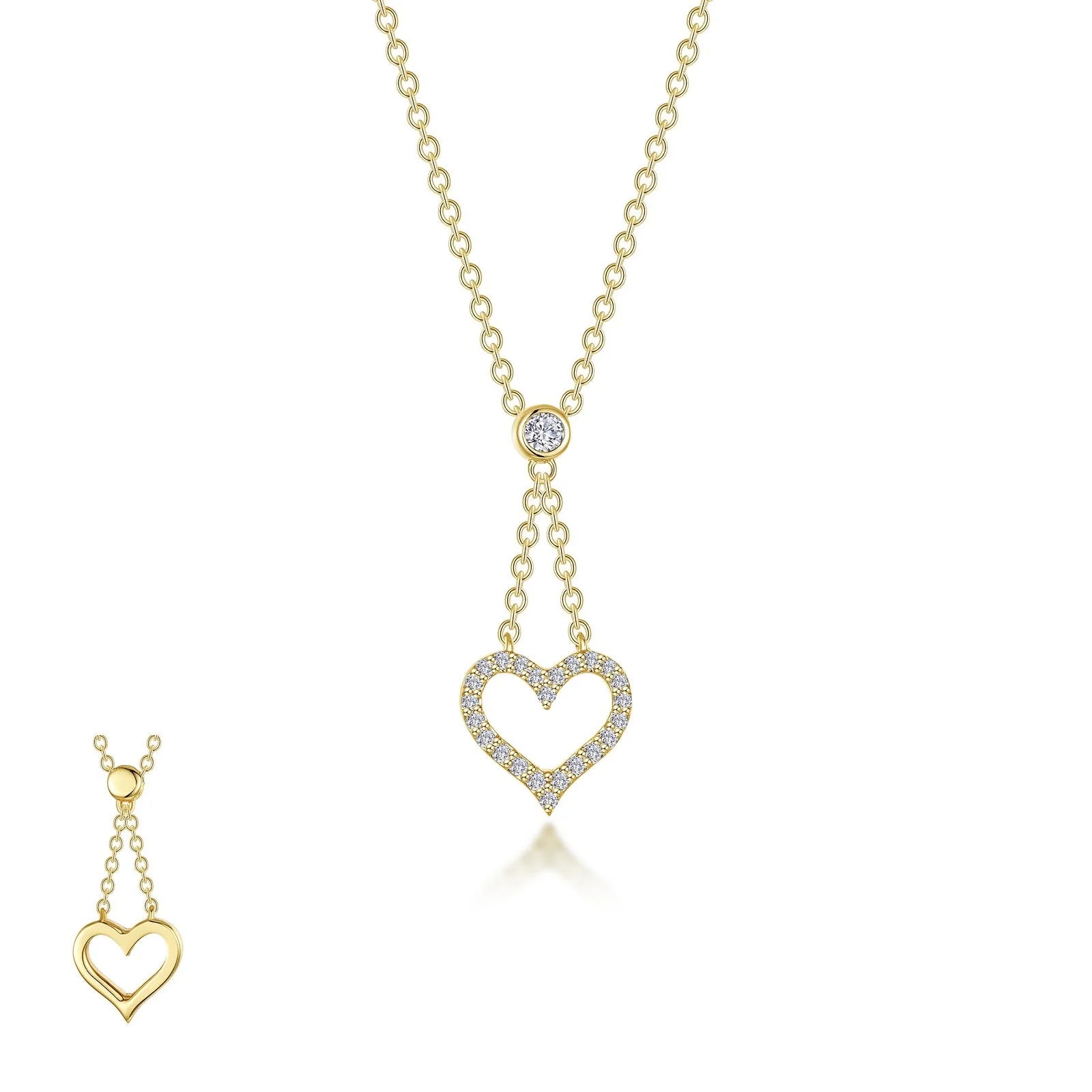 Vintage Pearl Necklace-Lafonn Simulated Diamond Reversible Cut-out Heart Necklace N0338CLG20