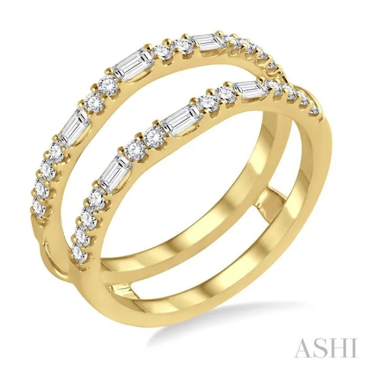 Unique Wedding Ring Set for Bride-1/2 Ctw Baguette and Round Cut Diamond Insert Ring in 14K Yellow Gold