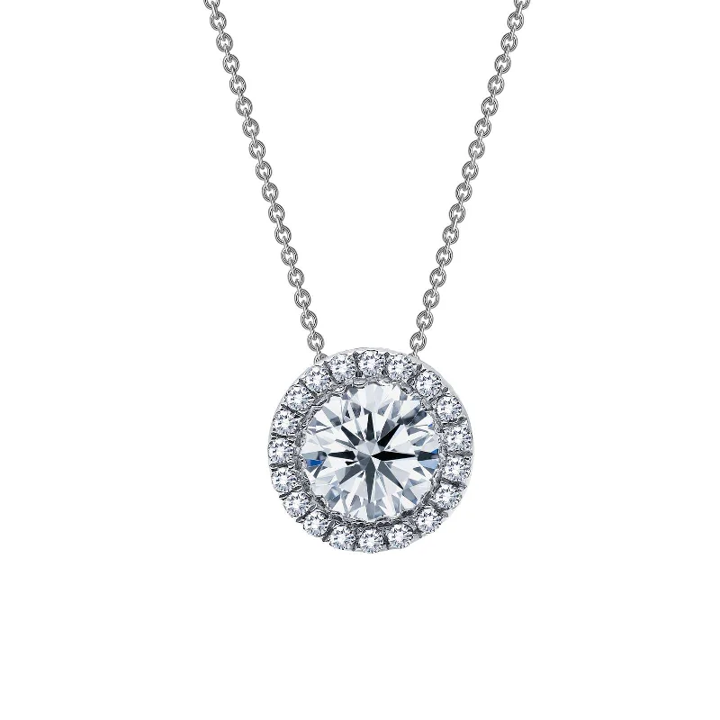 High-Quality Gemstone Necklace-Lafonn Simulated Diamond 1.03ct Halo Necklace N2005CLP