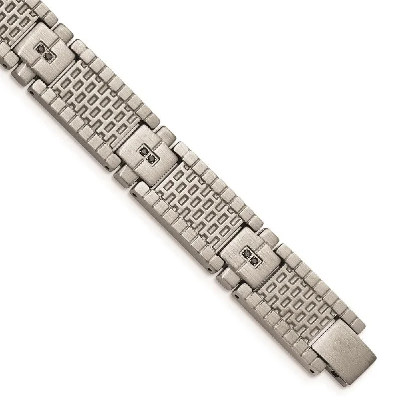 Unique Gemstone Beaded Bracelet-Stainless Steel Antiqued Brushed CZ Bracelet