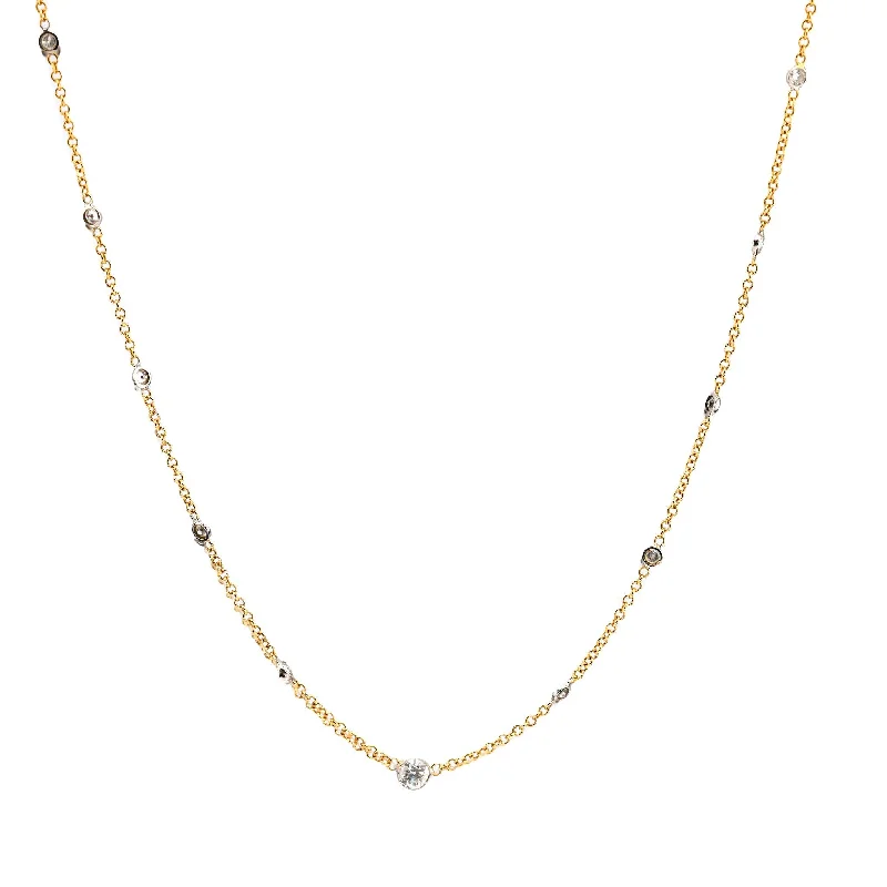 Women’s Layered Necklace-Vintage Italy 1.70 carat total weight diamond 18k gold by the yard necklace