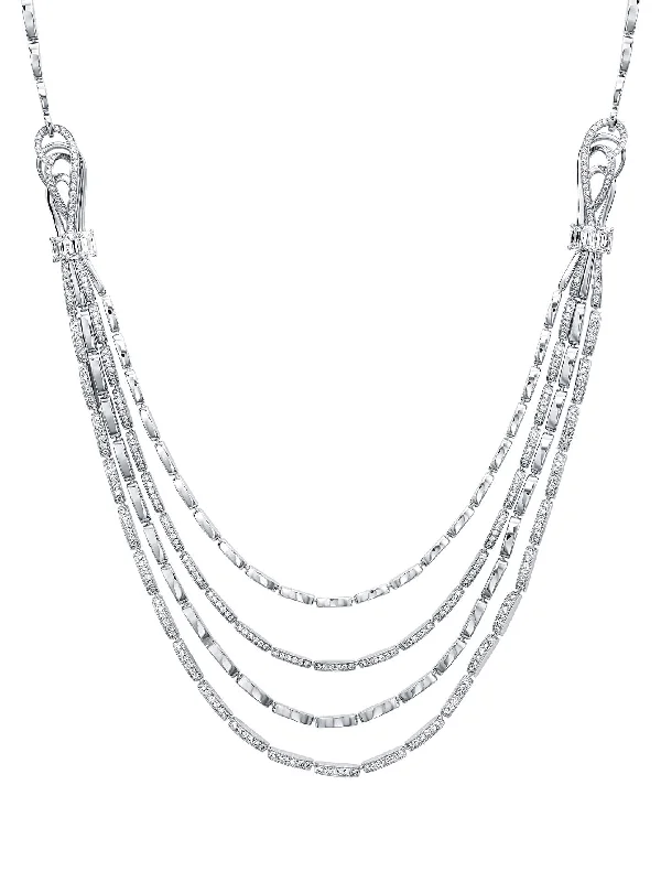 Bridal Necklace with Diamonds-Ribbons Ashoka Platinum Diamond Necklace