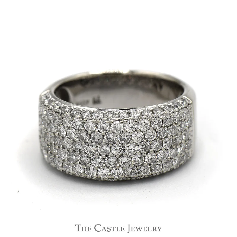 Antique Wedding Ring Set-Wide 2cttw Round Diamond Cluster Band in 14k White Gold