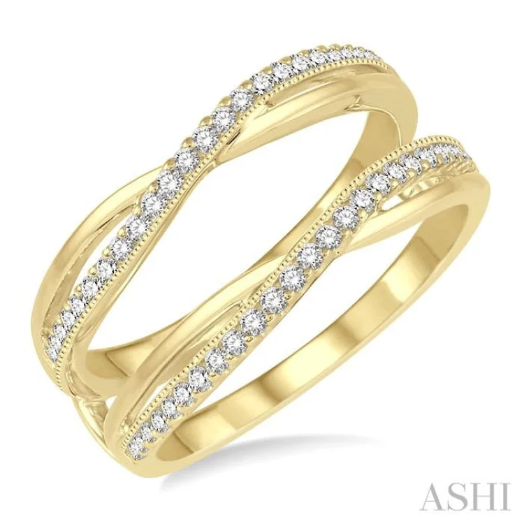 Minimalist Gold Ring-1/4 ctw Round Diamond Insert Ring in 14K Yellow Gold