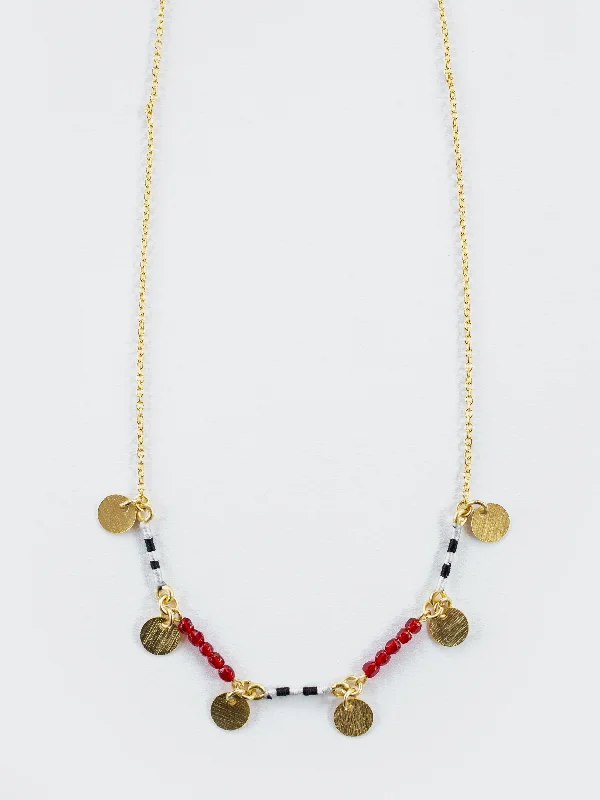 Gold Necklace with Emerald-Ember Necklace - Ruby