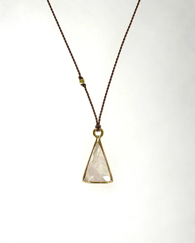 Wedding Necklace with Crystals-Margaret Solow Triangle Moonstone Necklace