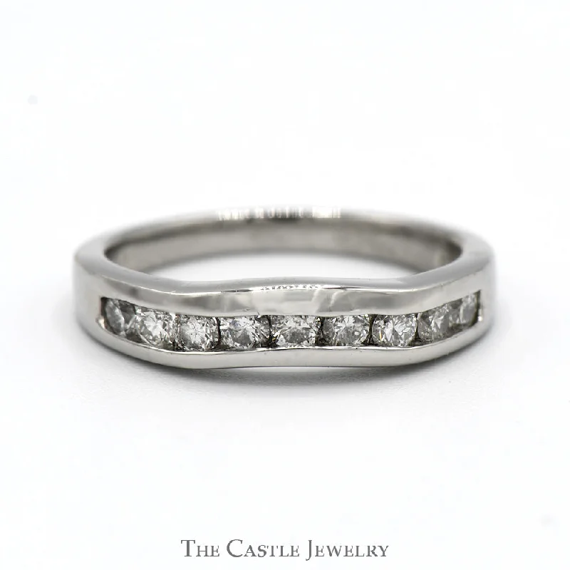 Vintage Wedding Band-1/2cttw Curved Channel Set Diamond Wedding Band in Platinum