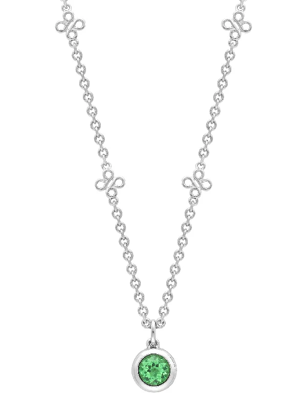 Boho Necklace for Summer-Beach Tsavorite Platinum Pendant