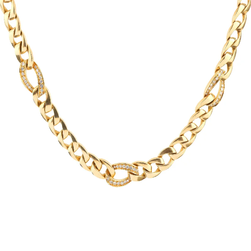 Classic Gold Necklace-Cartier Paris diamond 18k yellow gold link chain necklace