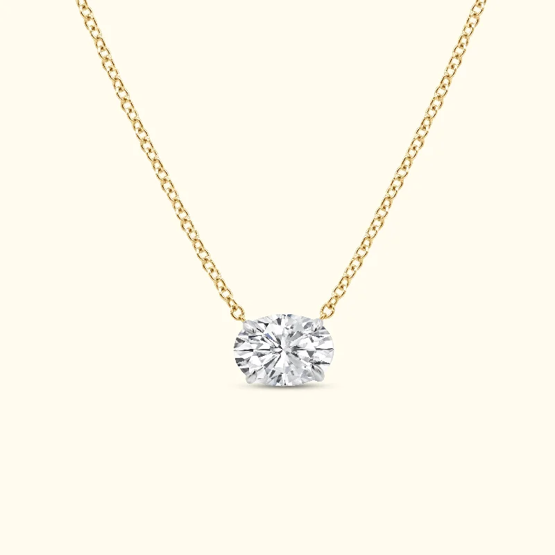 Stunning Crystal Necklace-Oval Shaped Solitaire Necklace