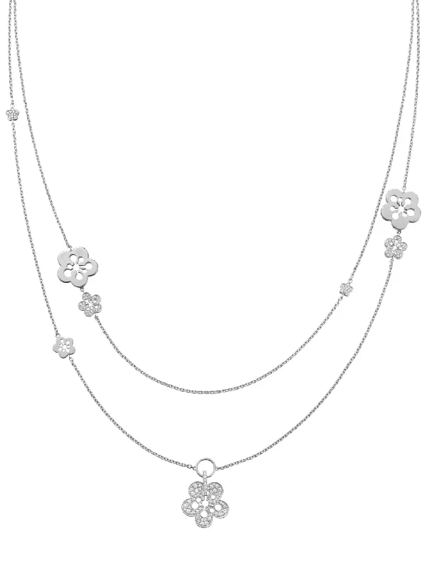 Fine Gold Necklace-Blossom Classic Long White Gold Necklace