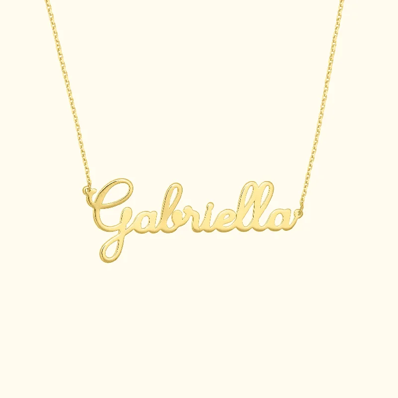 Diamond Necklace for Women-Gold Cursive Nameplate Necklace - Adjustable Length