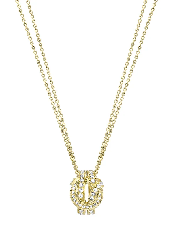 Personalized Gold Pendant Necklace-The Knot Yellow Gold Diamond Pendant