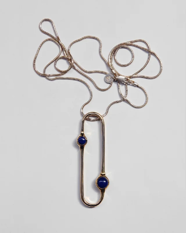 Simple Silver Necklace for Brides-Amparo  Necklace in Lapis