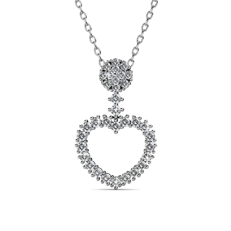 Unique Chain Necklace-Brynn 18k White Gold Plated Heart Pendant Necklace with Swarovski Crystals