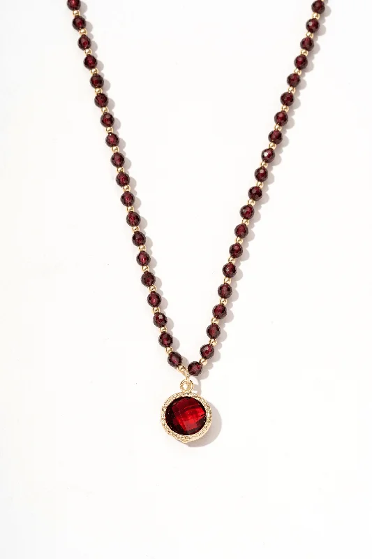 Trendy Custom Necklace-Calista Ruby Mix Pendant Necklace