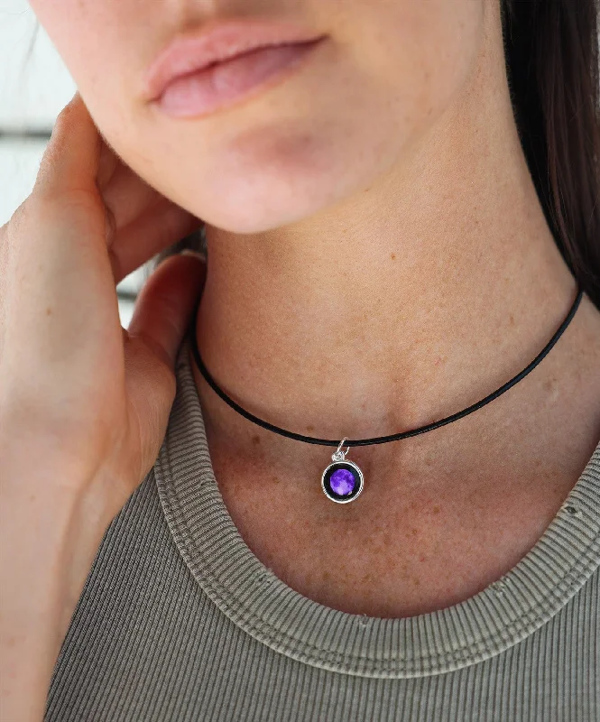 Customizable Wedding Necklace-Purple Moon Simplicity Choker Necklace