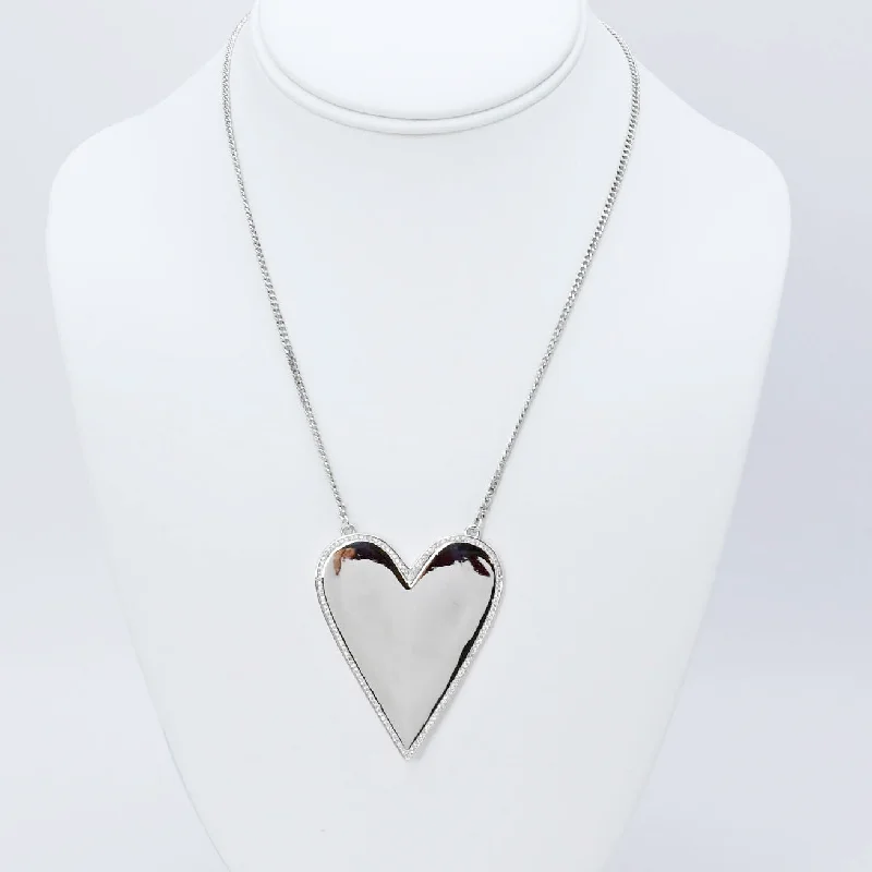 Pearl and Diamond Necklace-Big Love Silver Necklace