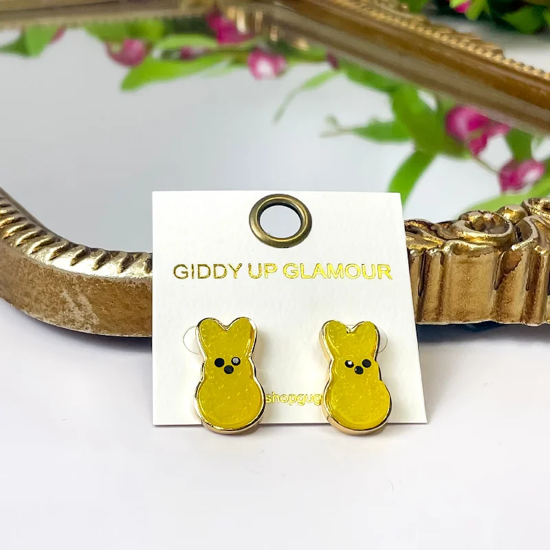 Beaded Earrings for Weddings-Bunny Stud Earrings in Yellow