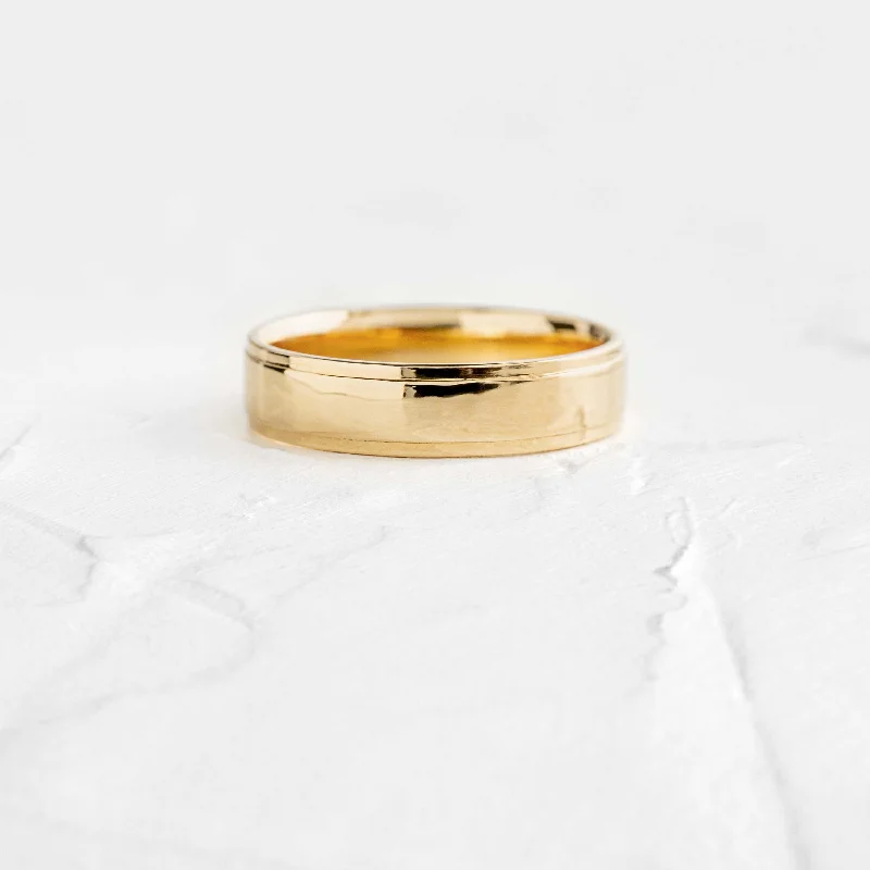 Classic Wedding Band with Diamonds-Step Band