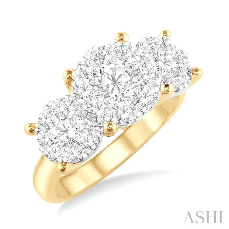 Elegant Rose Gold Engagement Ring-1 1/2 Ctw Lovebright Round Cut Diamond Ring in 14K Yellow and White Gold