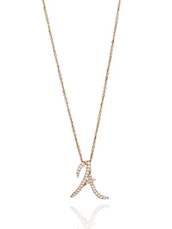 Rose Gold Pendant Necklace-Love Letter Diamond Rose Gold Pendant