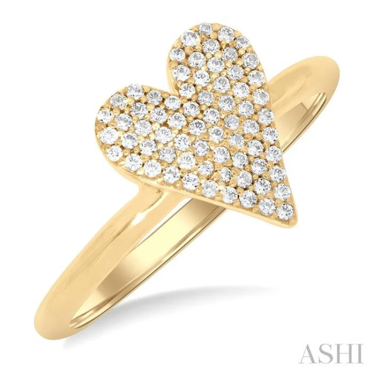 Beautiful Diamond Ring-1/4 ctw Heart Shape Pave Set Round Cut Diamond Fashion Ring in 10K Yellow Gold