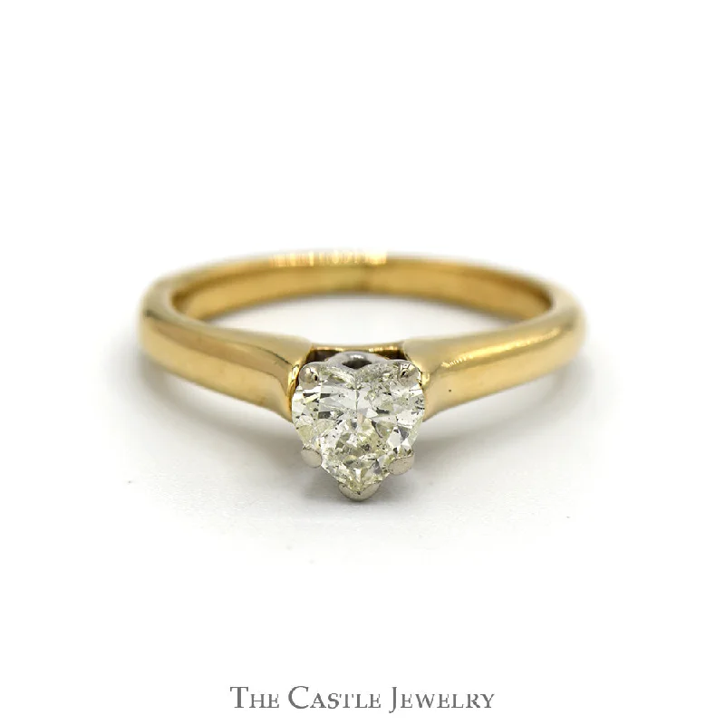 Wedding Ring Set for Women-1/2ct Heart Cut Diamond Solitaire Engagement Ring in 14k Yellow Gold