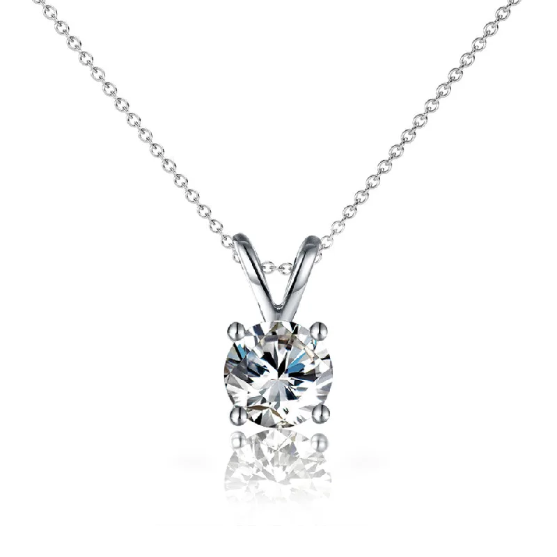 Luxury Wedding Necklace-Faye 18k White Gold Plated Solitaire Necklace with Swarovski Crystal