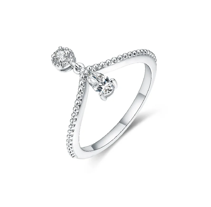 Platinum Diamond Ring-Stylish Moveable Diamond Ring