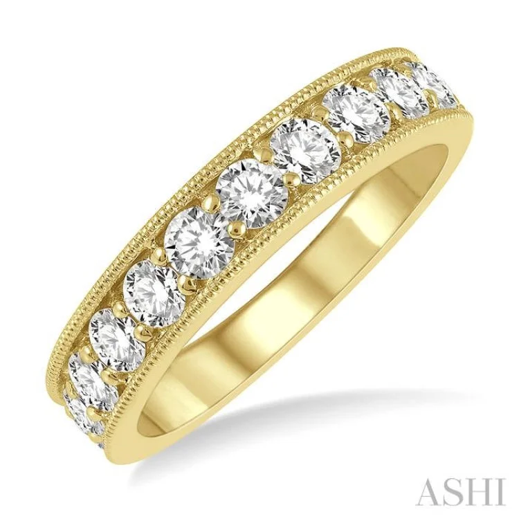 Platinum Engagement Ring-1 ctw Round Cut Diamond Wedding Band in 14K Yellow Gold