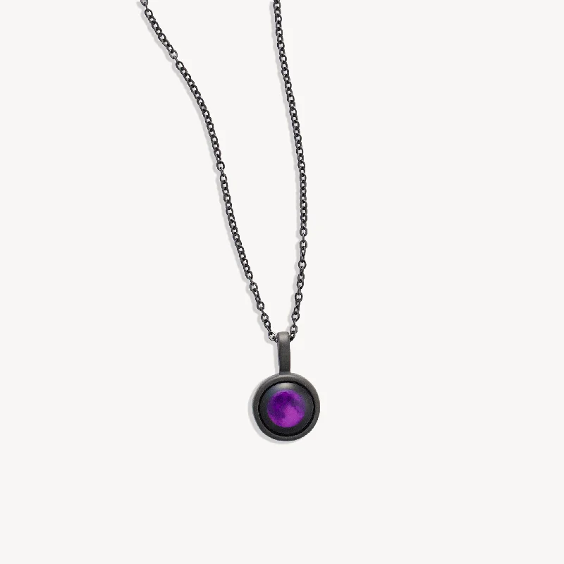 Trendy Pearl Necklace-Purple Moon Sky Light Necklace in Black Matte