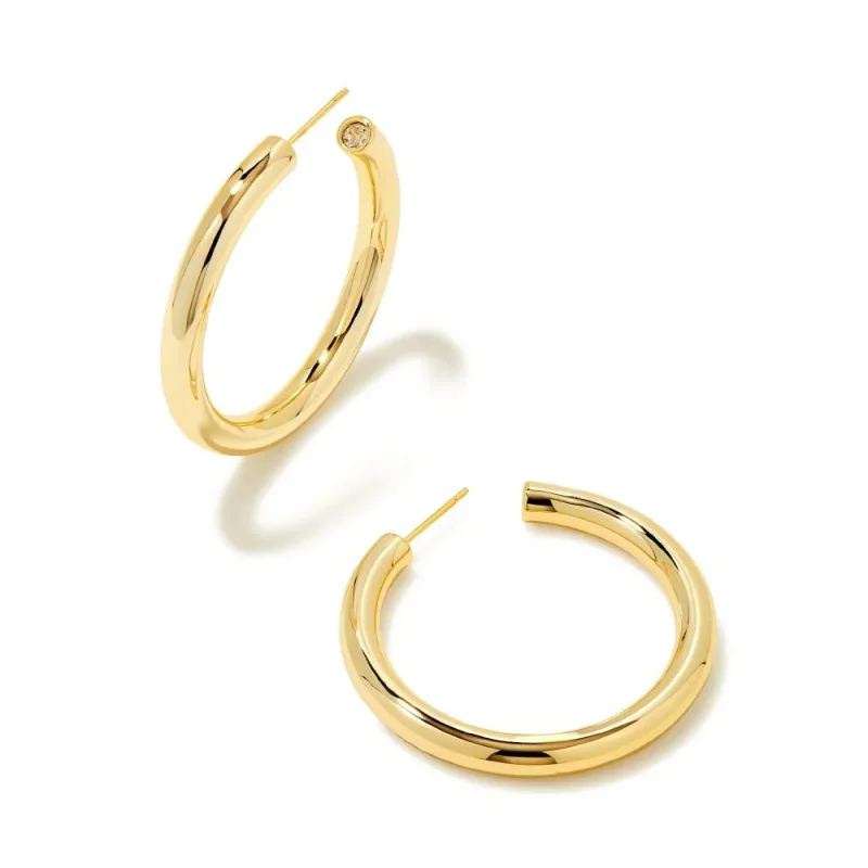 Wedding Earrings with Crystals-Kendra Scott | Colette Large Hoop Earrings in Gold