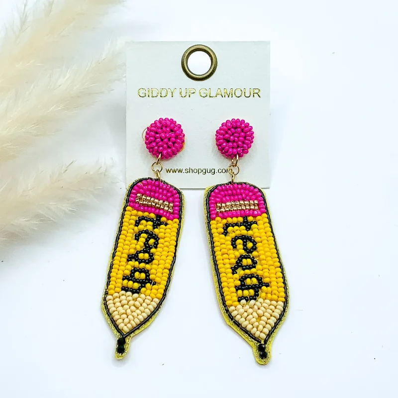 High-Quality Diamond Earrings-Beaded Pencil Drop Earrings