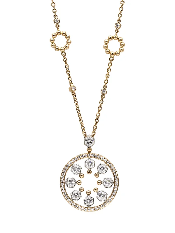 Sparkling Crystal Necklace-Circus Large Rose Gold Diamond Pendant